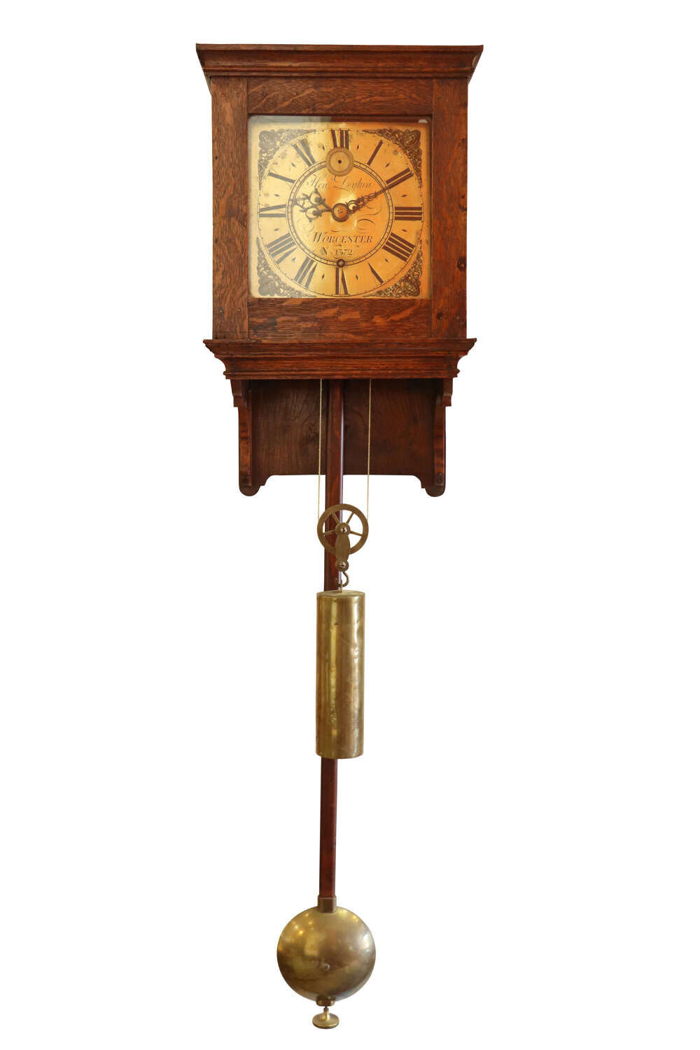 18th Century Hooded Wall Clock by Henry Deykin, Worcester