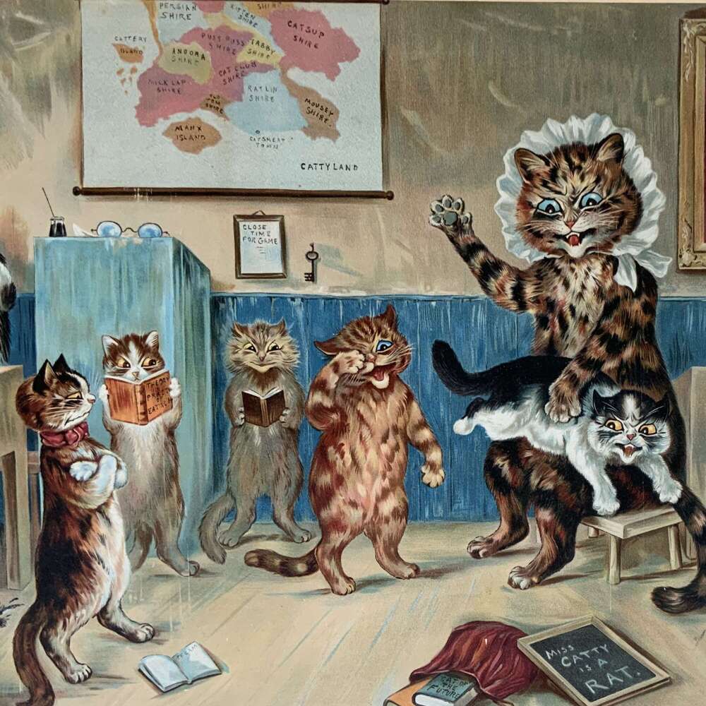 Louis Wain (1860-1939) &ldquo;The Naughty Puss&rdquo;, Large-Format Chromolithographic Print