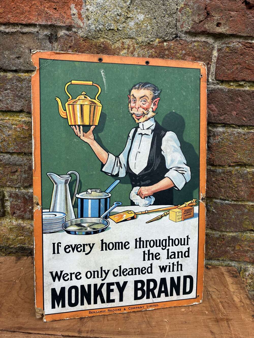 Scarce Brooke&rsquo;s monkey brand soap advertising Showcard