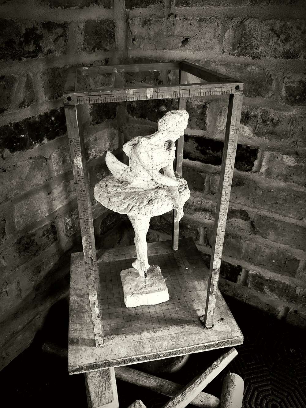 Fredda Brilliant - plaster maquette of ROH prima ballerina Nadia Nerina & sculpting tools