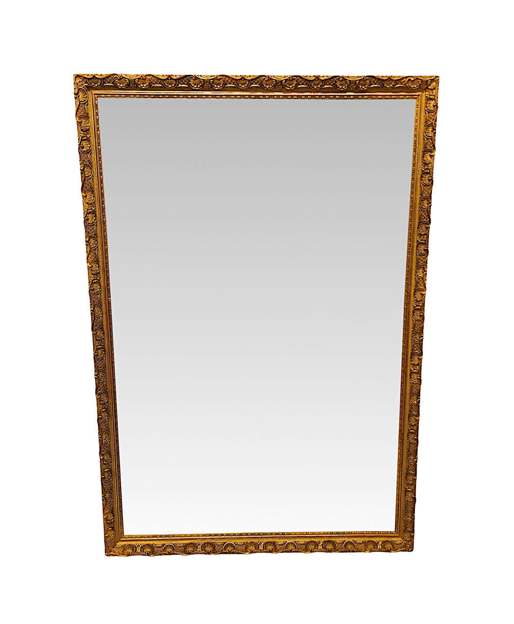 A Stunning Large 19th Century Giltwood Antique Mirror With Shell Detail