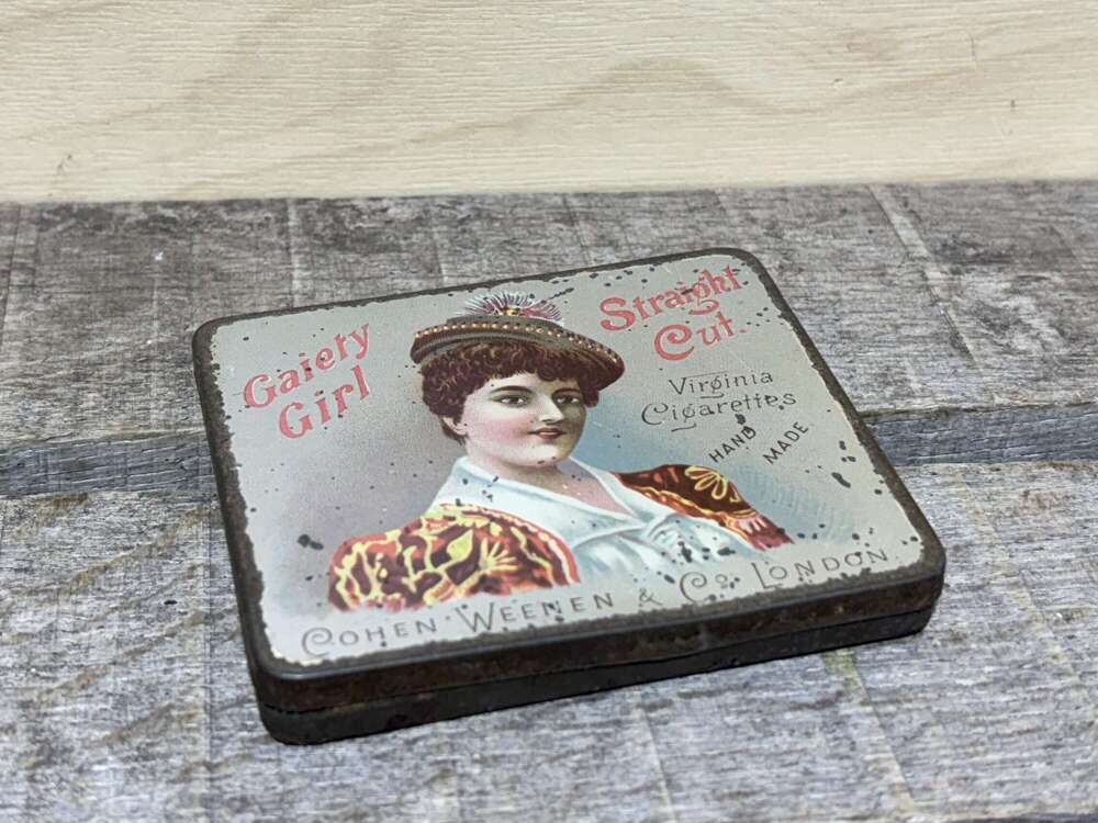 Superb Gaiety Girl Cohen Wenen Flat 10 Cigarette Tin c1900s