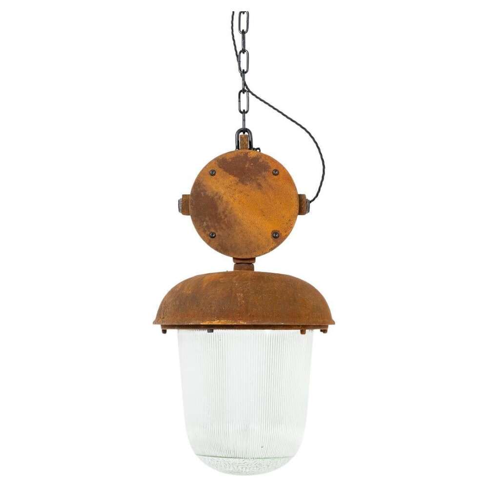 Huge Reclaimed Czech Industrial Rusted Pendant Lights