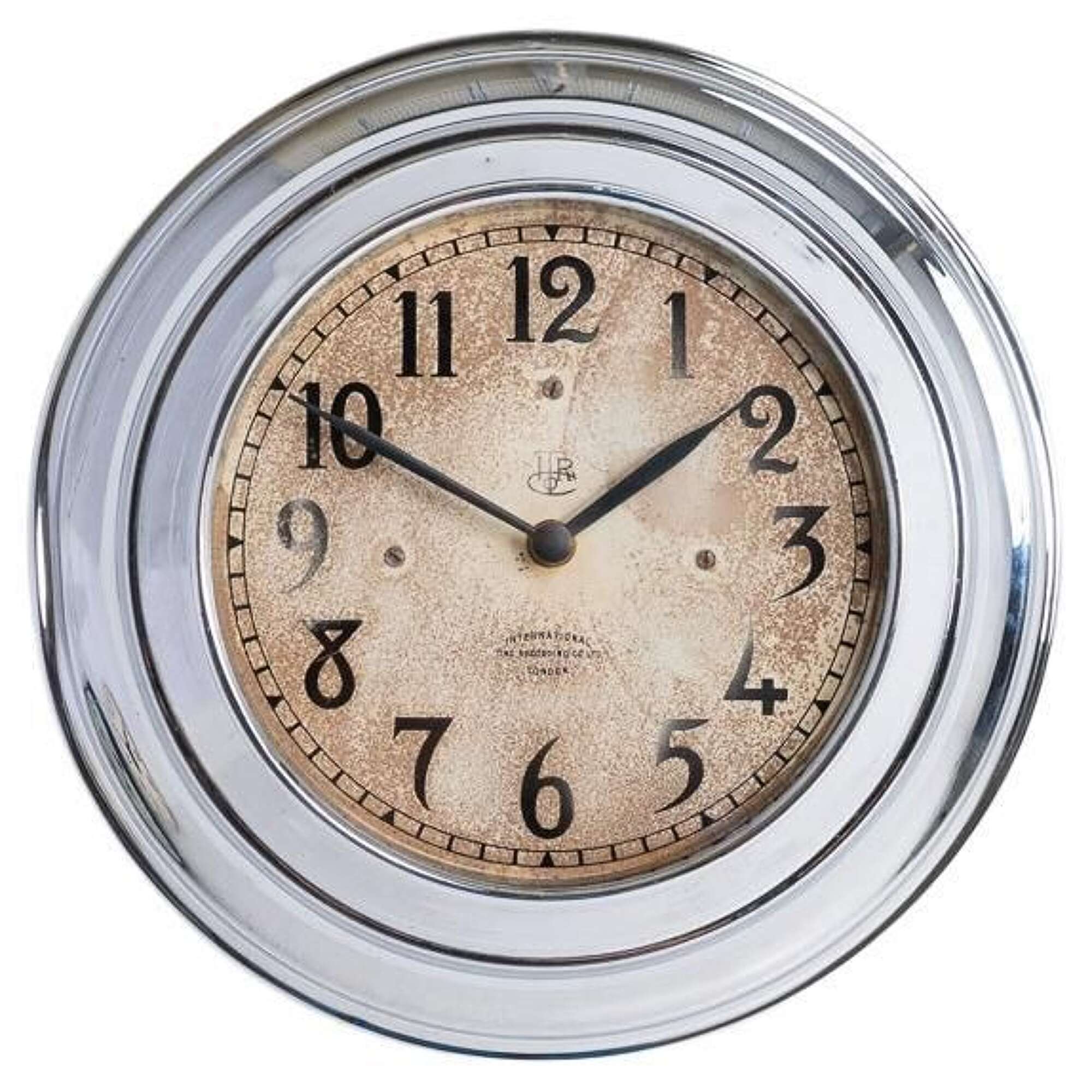 Reclaimed Small Chrome Wall Clock By 'itr' International Time Recording Co Ltd