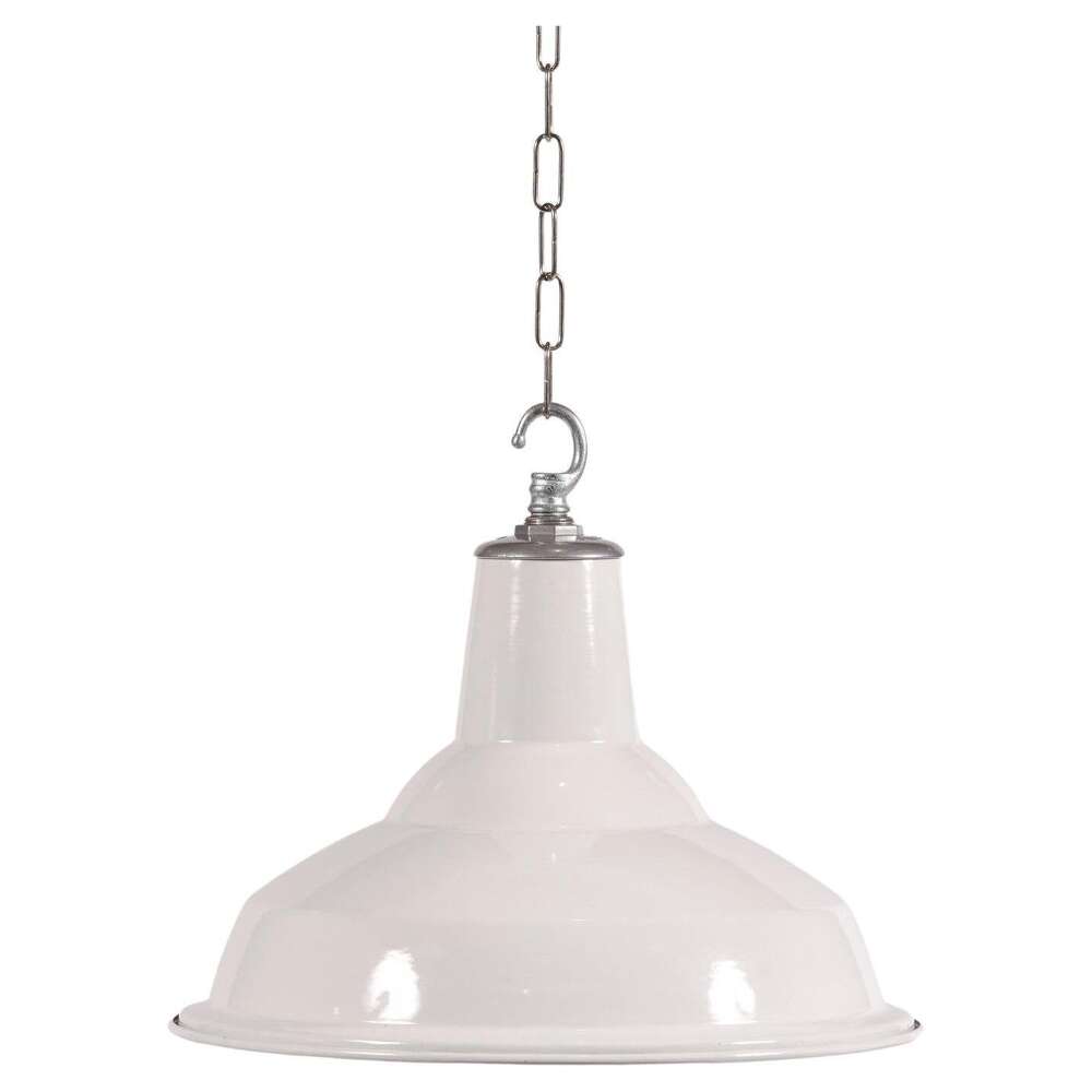 Reclaimed White Enamel Industrial Pendants By Benjamin Electric