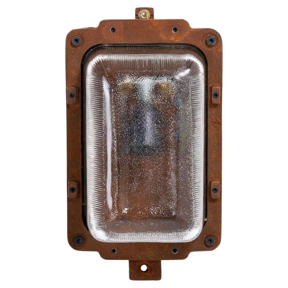 Reclaimed Industrial Angled Wall Lights With Linear Prismatic Glass