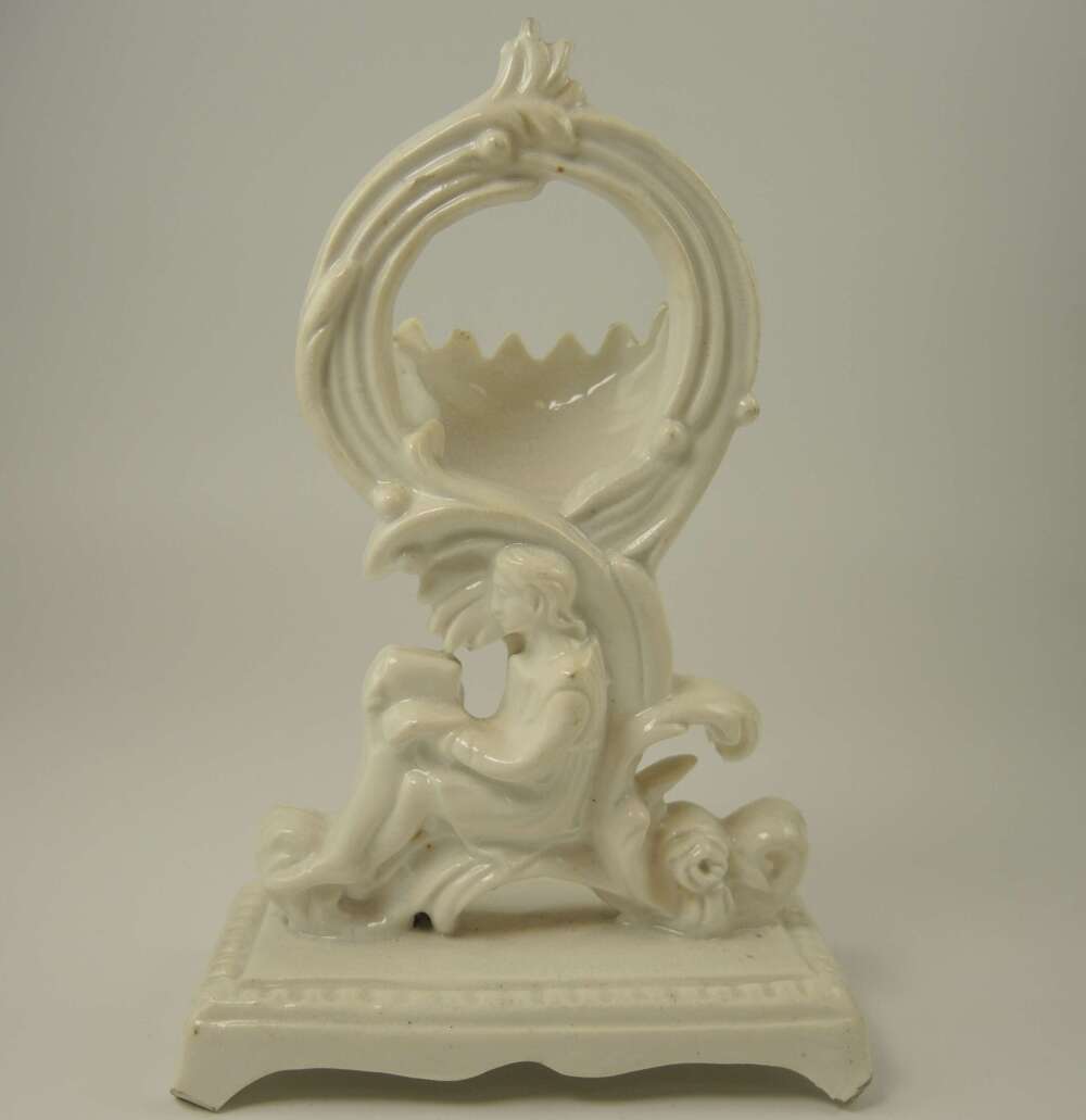Victorian white ceramic pocket watch stand c1890