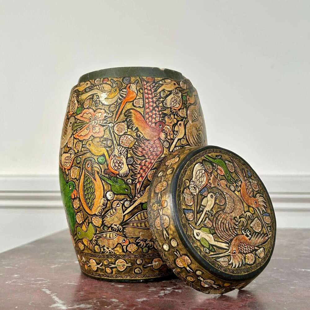 Early 20th C Kashmiri Lidded Pot