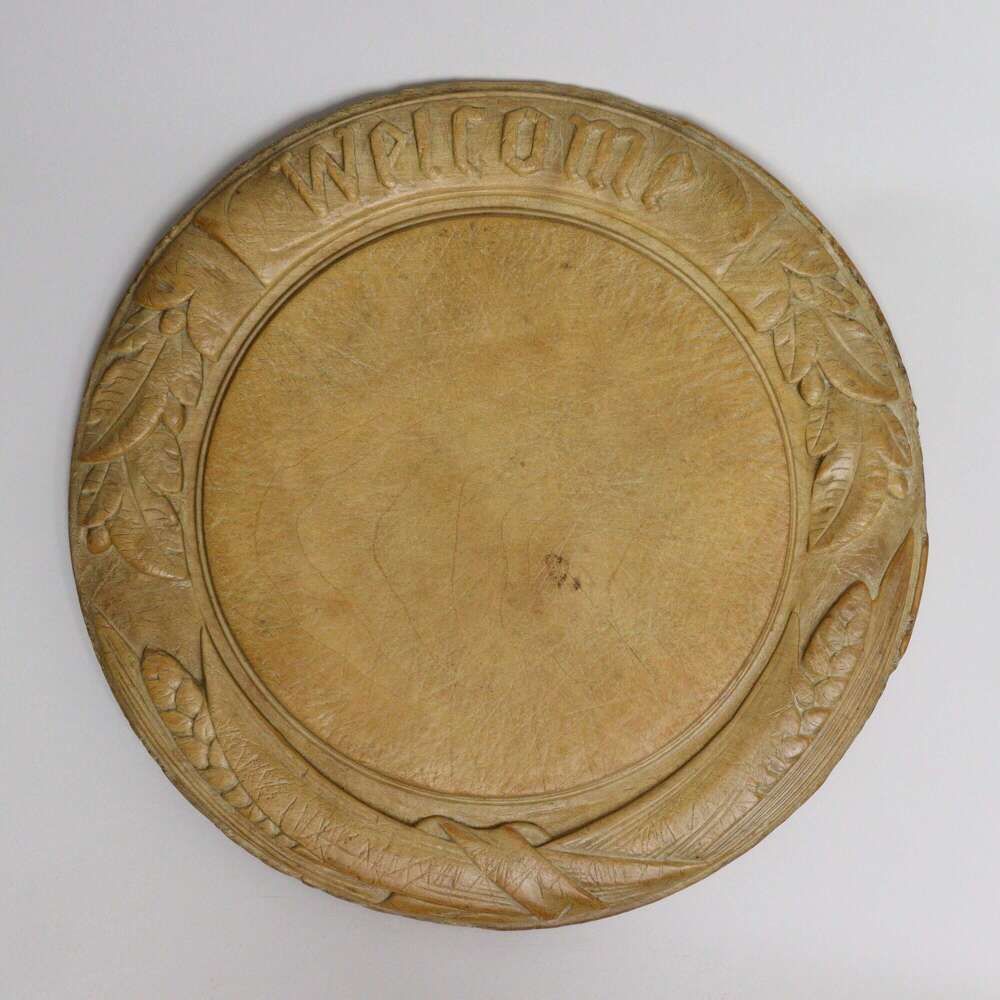 Beechwood Breadboard Carved with "Welcome"