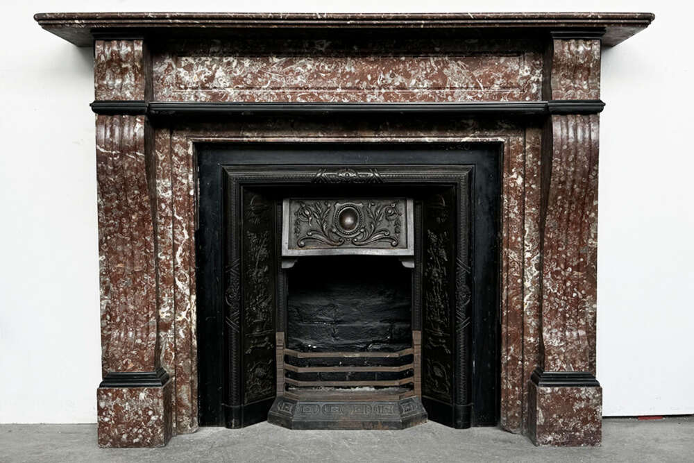 A Substantial Antique Late Victorian Fireplace Surround In Rouge Royal Marble