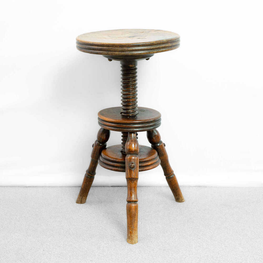Antique Elm Piano Stool