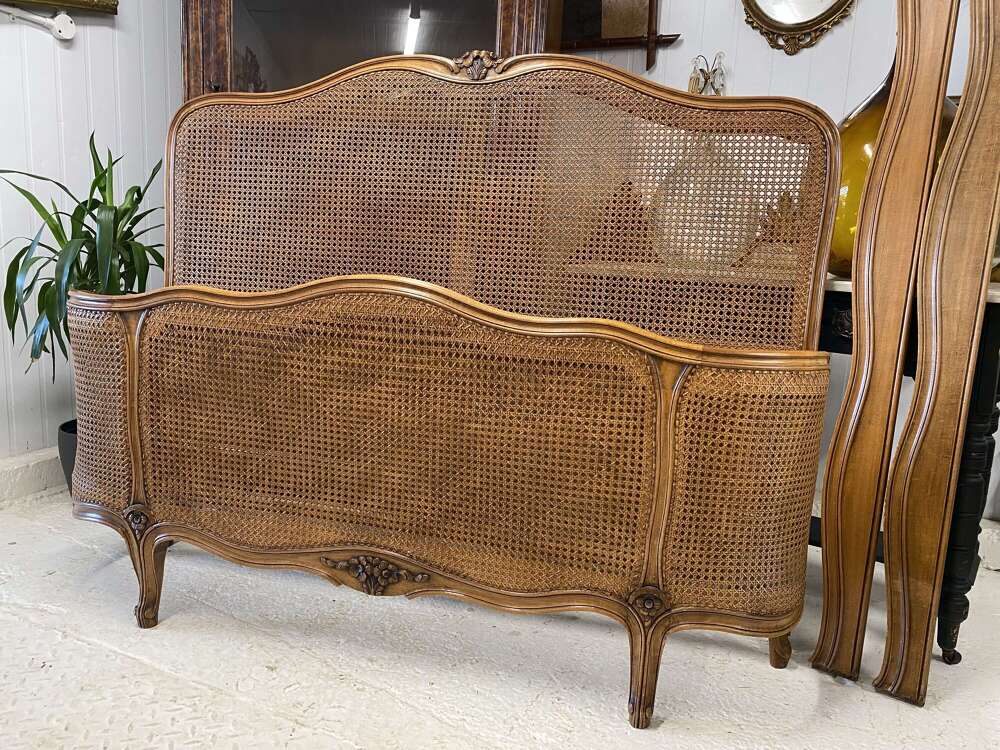 French Cane Double Bed Frame