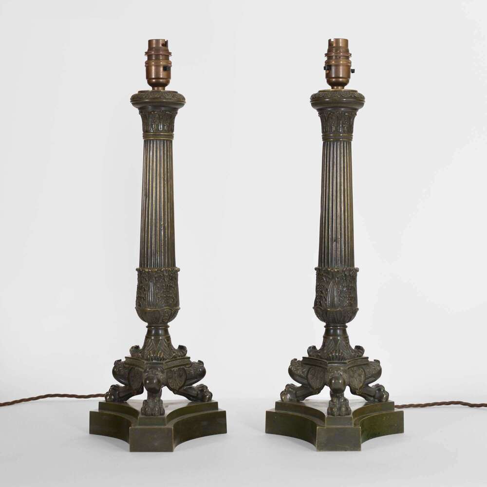 Pair French classical column lamps