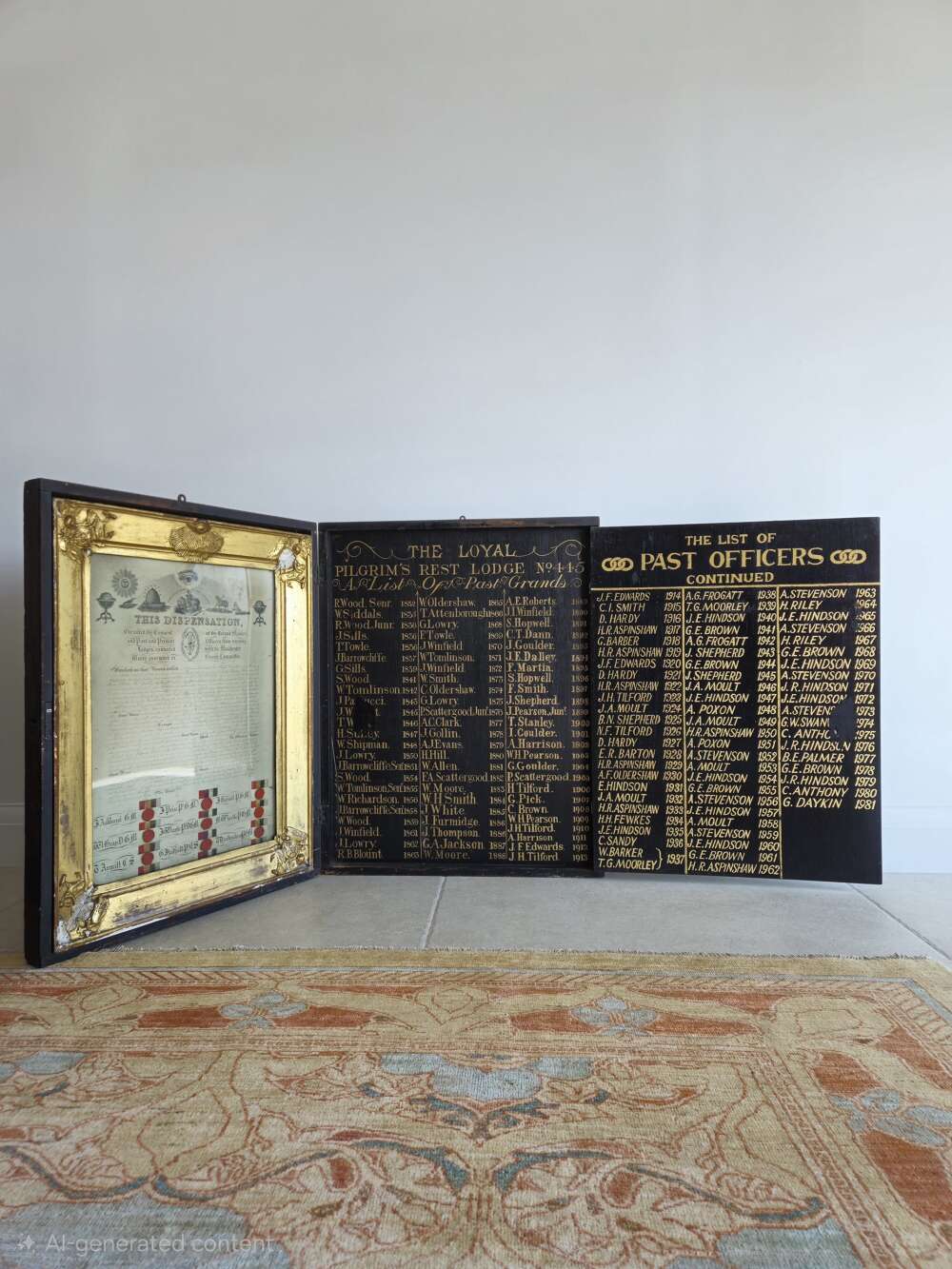 Oddfellows lodge dispensation board &ndash; gilded masonic frame