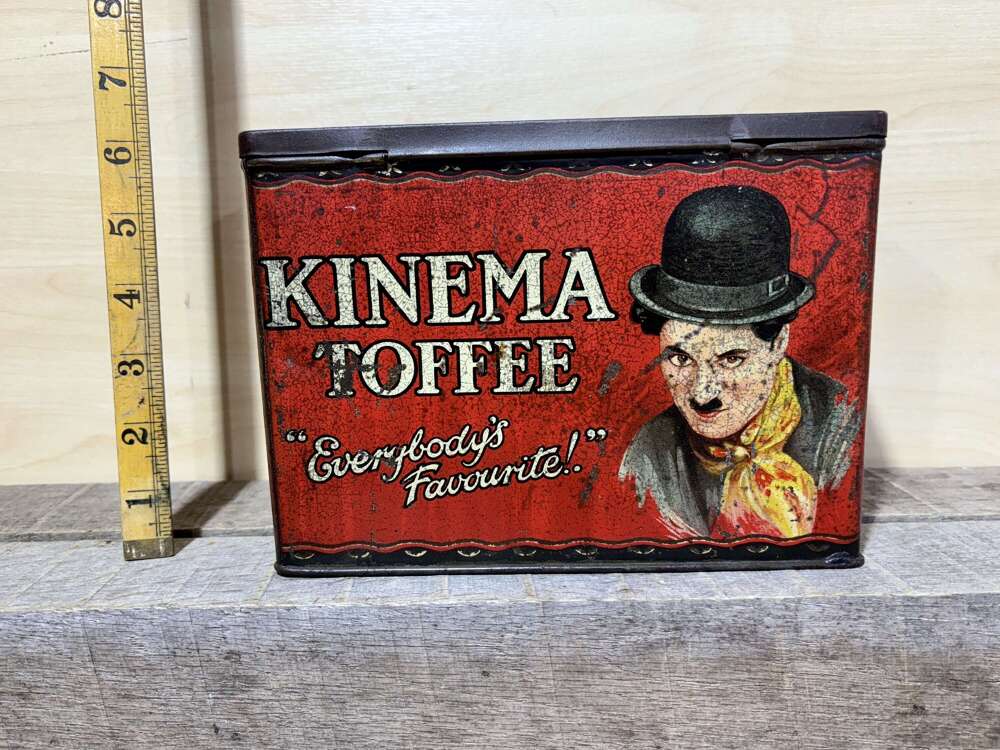 Kinema Charlie Chaplin Movie Star 4lb Shop Display Toffee Tin c1920s