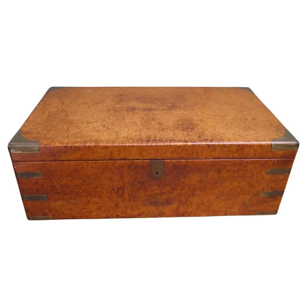 19th Century Pollard Oak Campaign Writing Slope or Lap Desk