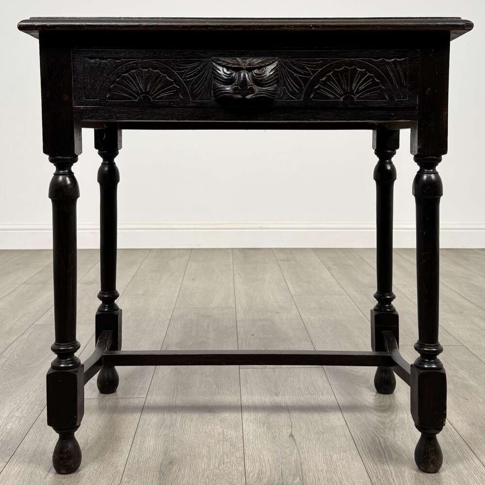 Antique 20th Century Carved Oak Side Table