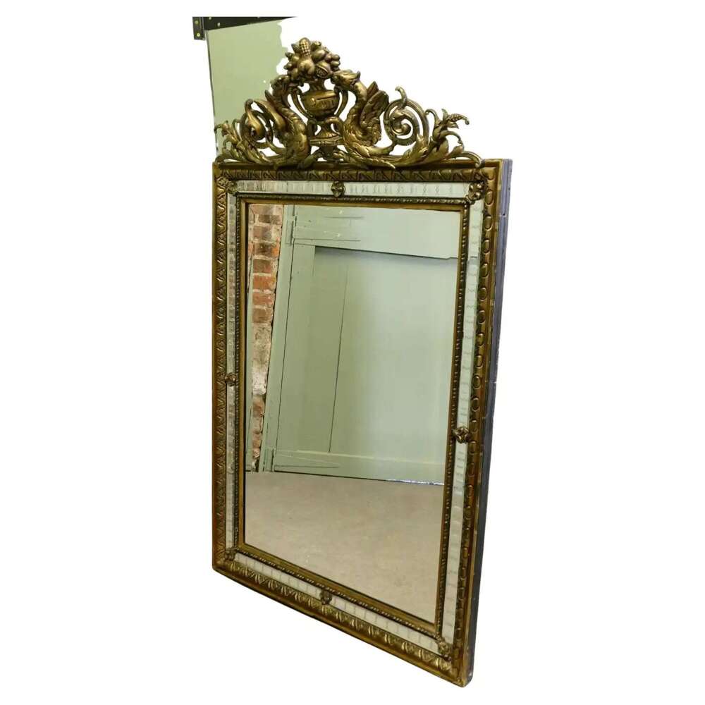 French Black and Gilt Wall Mirror, Dragons and Crest   This is a striking piece