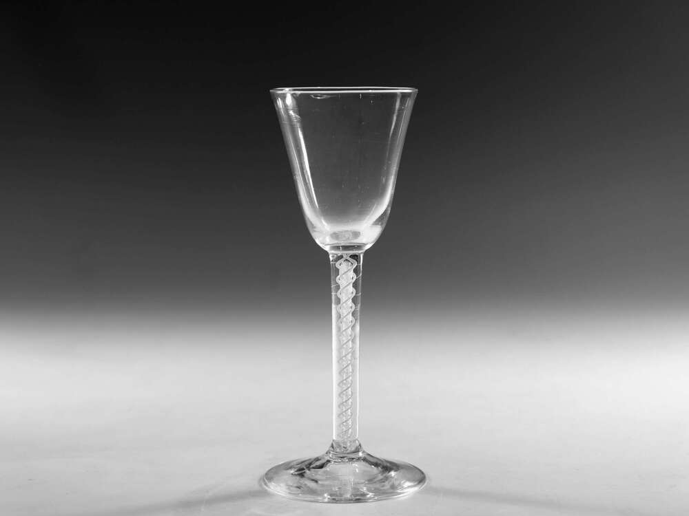 Antique glass - mixed twist wine glass English c1760
