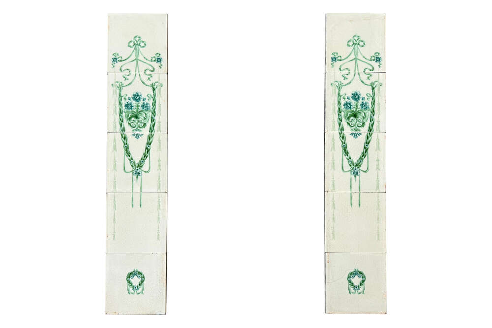 A Set Of Antique Classical Edwardian Fireplace Tiles