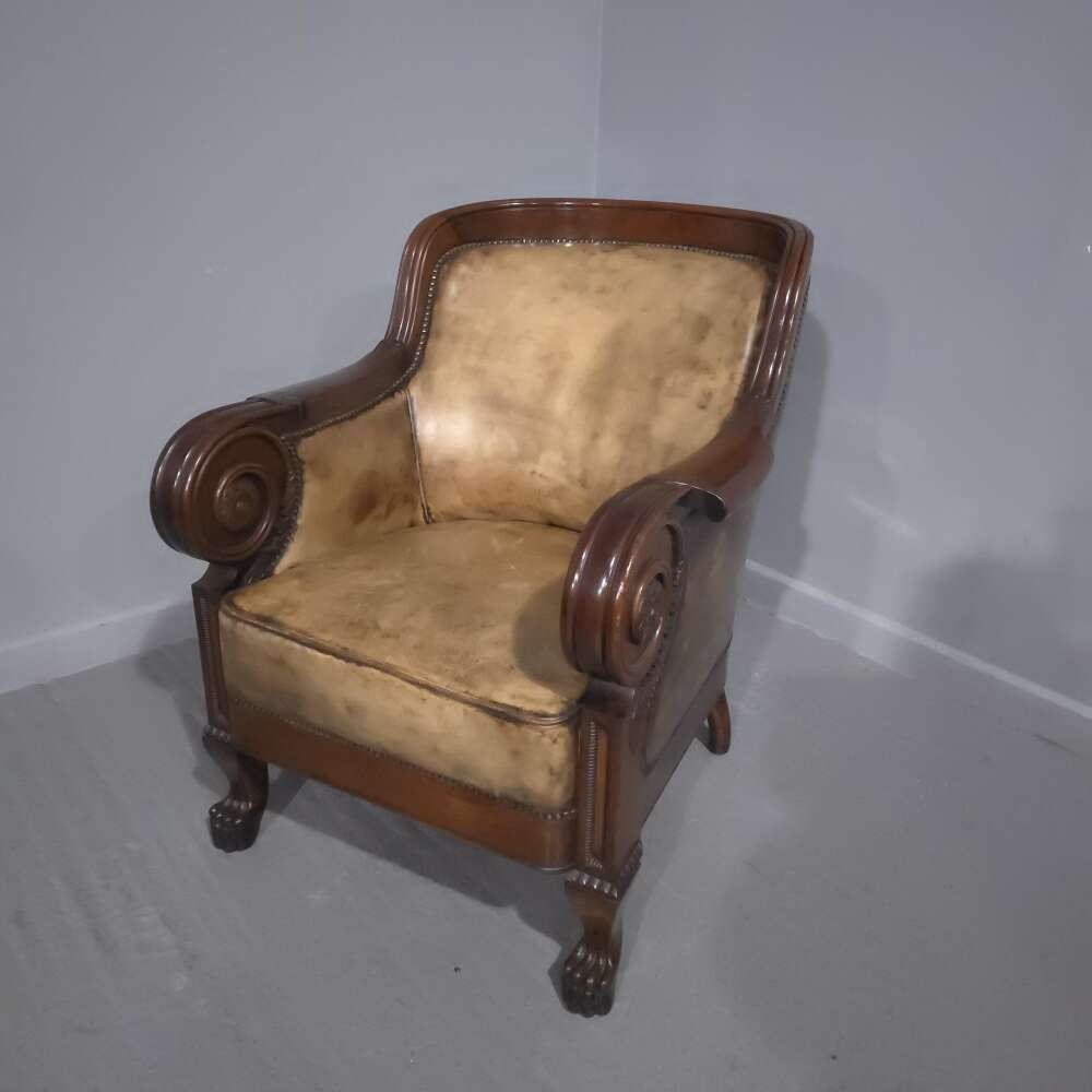 Outstanding Antique Library Chair In The Manner Of George Bullock