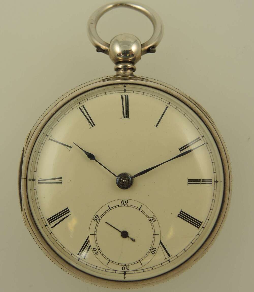 Victorian English silver fusee pocket watch by Howard, Bootle c1864