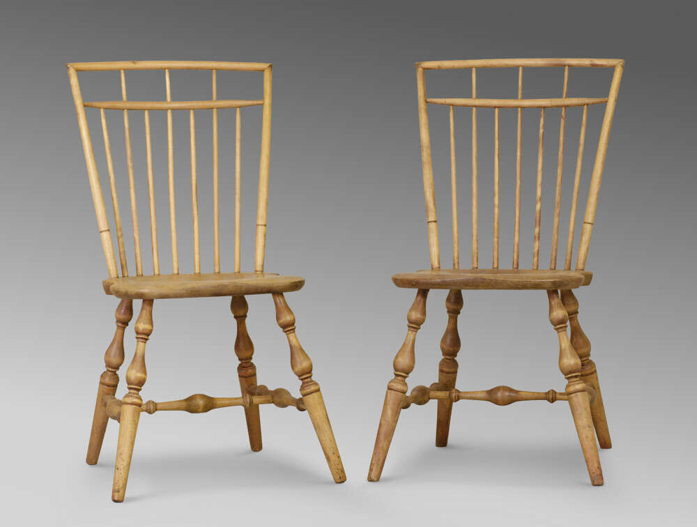 Pair of American square back side chairs c1920