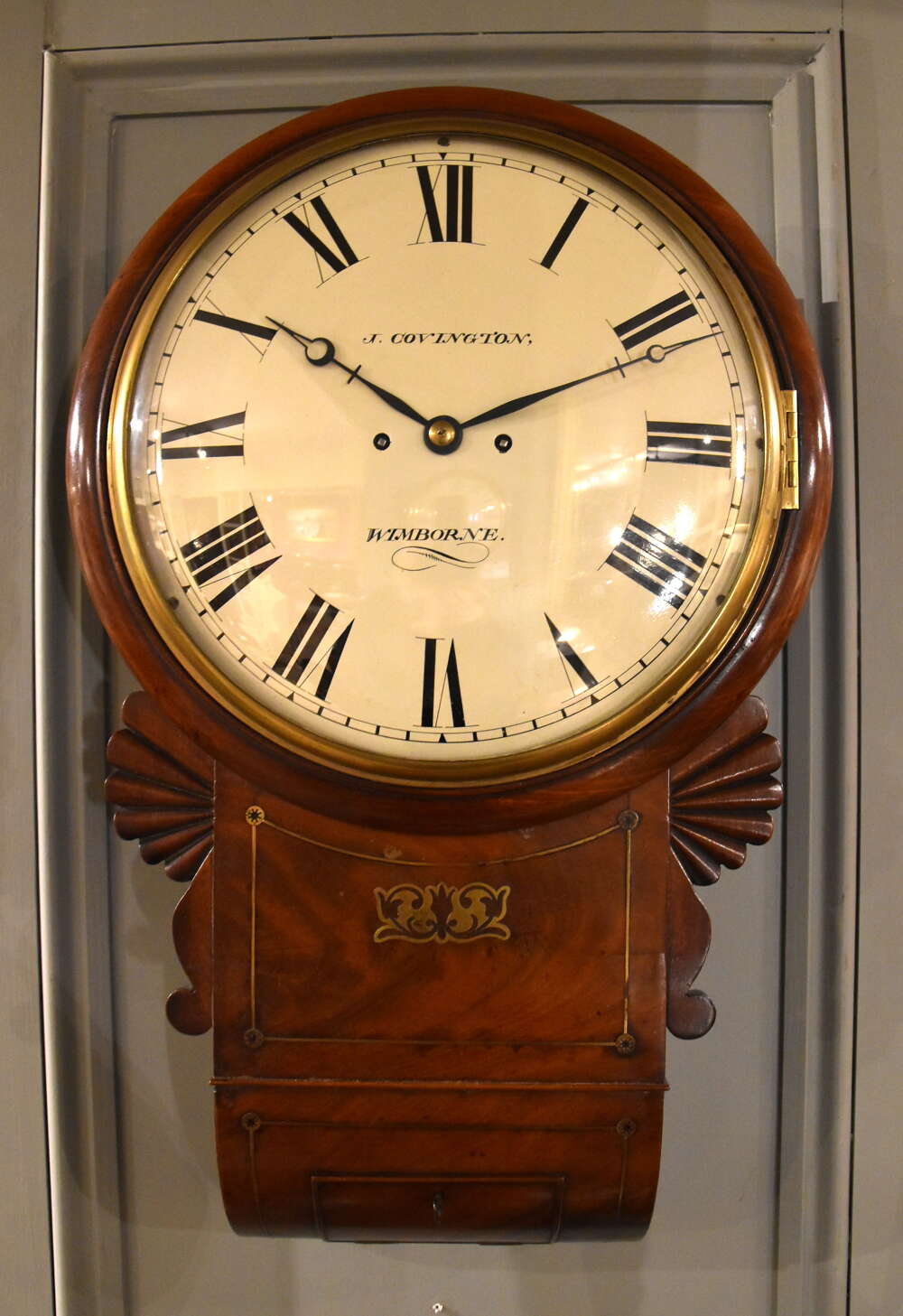 English striking drop dial signed J. Covington, Wimbourne