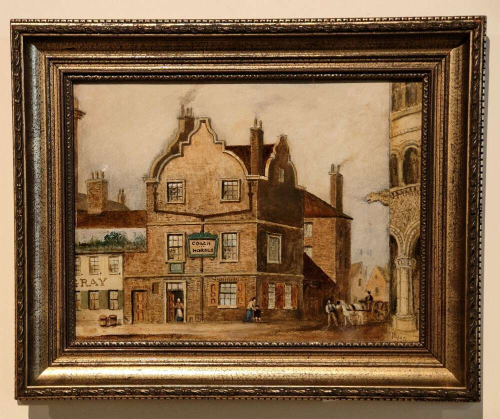 Oil Painting by Thomas Cooper Moore "Old Coach and Horses, Parliament