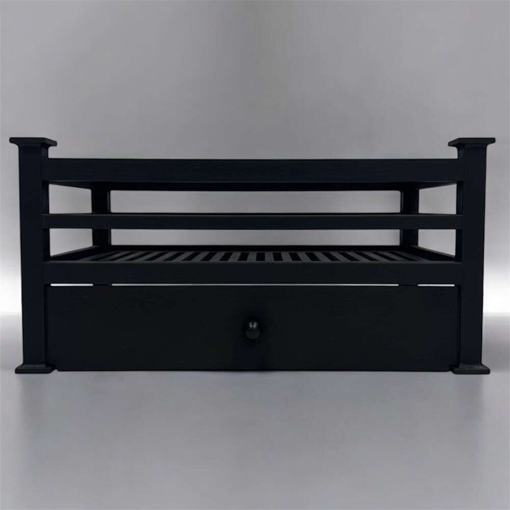 Reclaimed Black Fire Basket With Ash Drawer