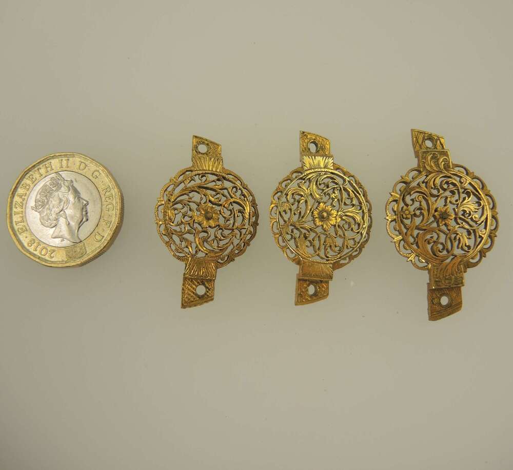 Three Georgian continental pocket watch balance cocks c1790