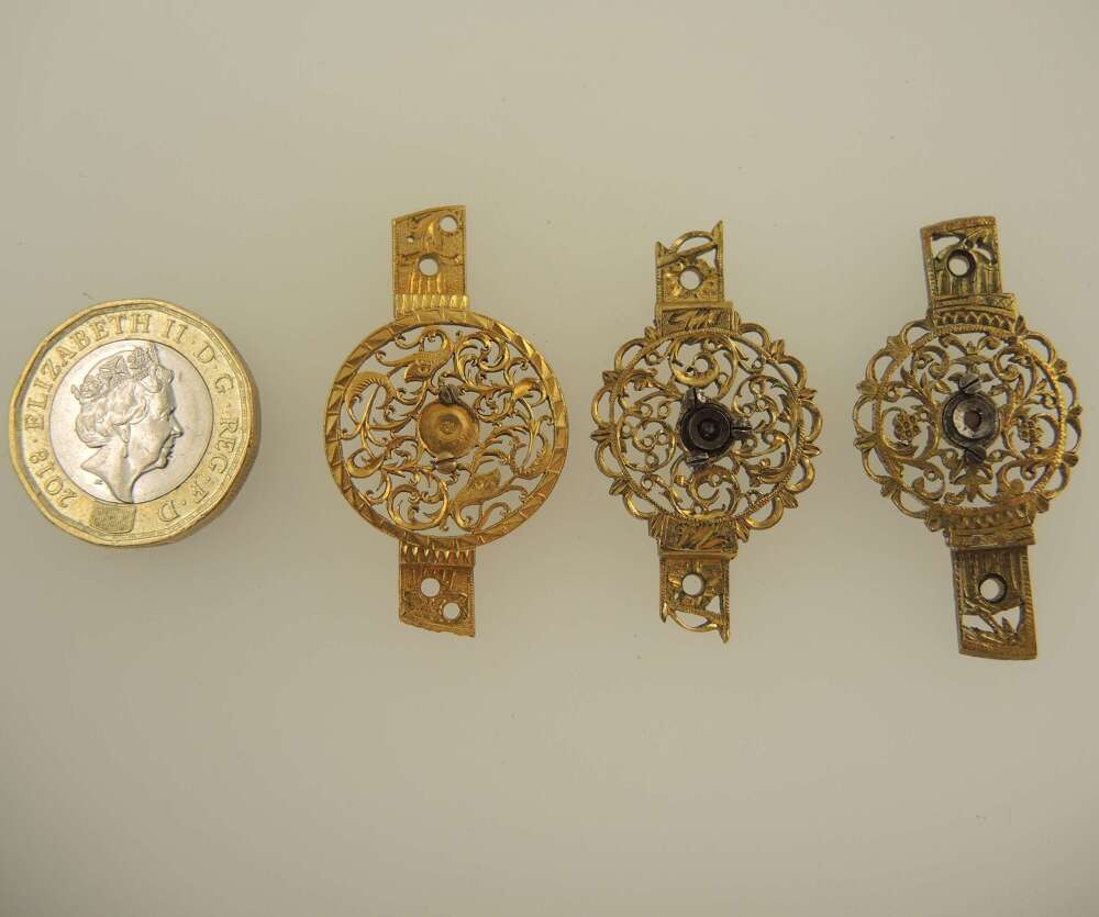 Three Georgian continental pocket watch balance cocks c1790