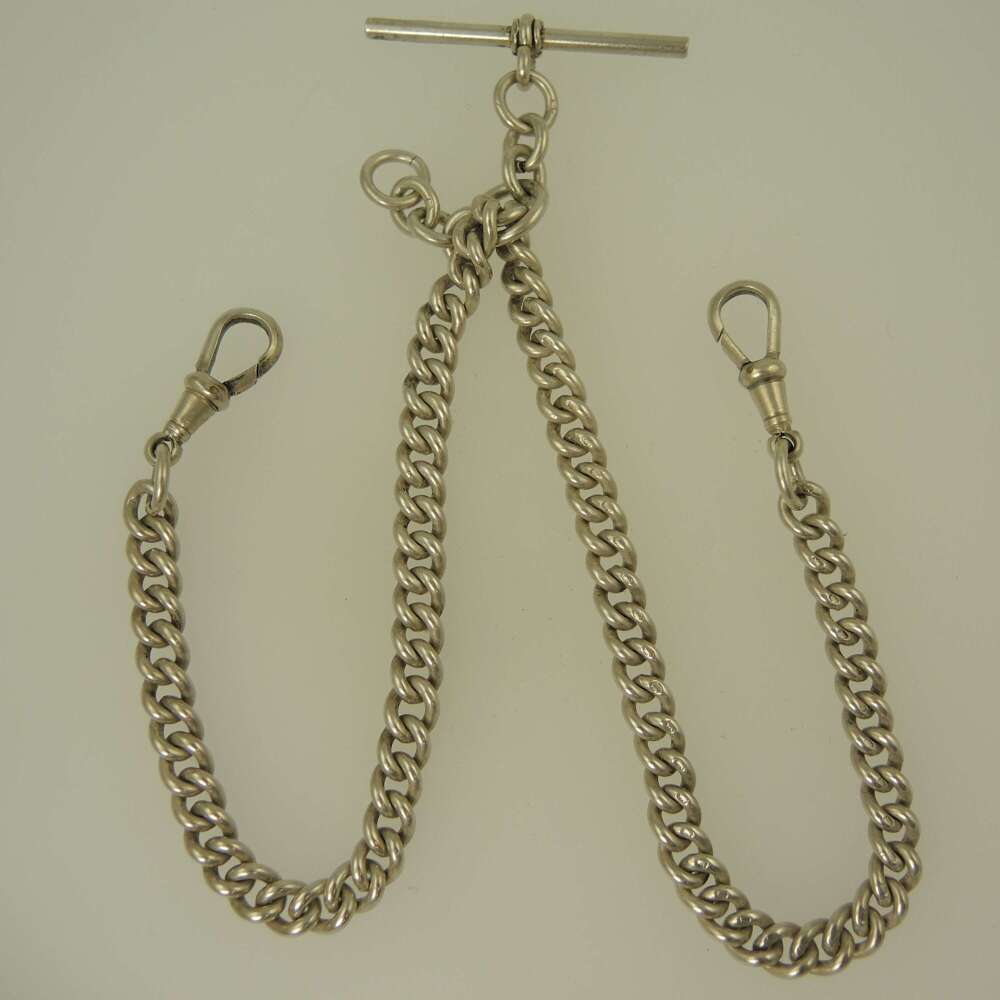 English Silver Double or Single Watch Chain. Chester 1911