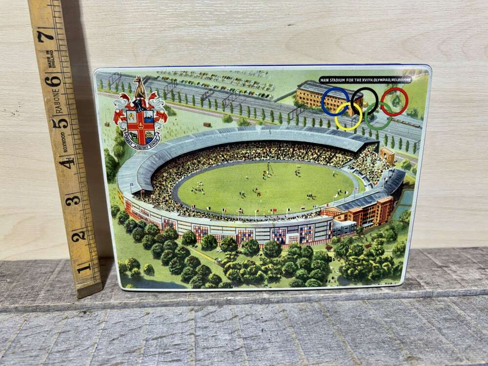 Craven & Sons Melbourne Olympic Biscuit Tin c1954