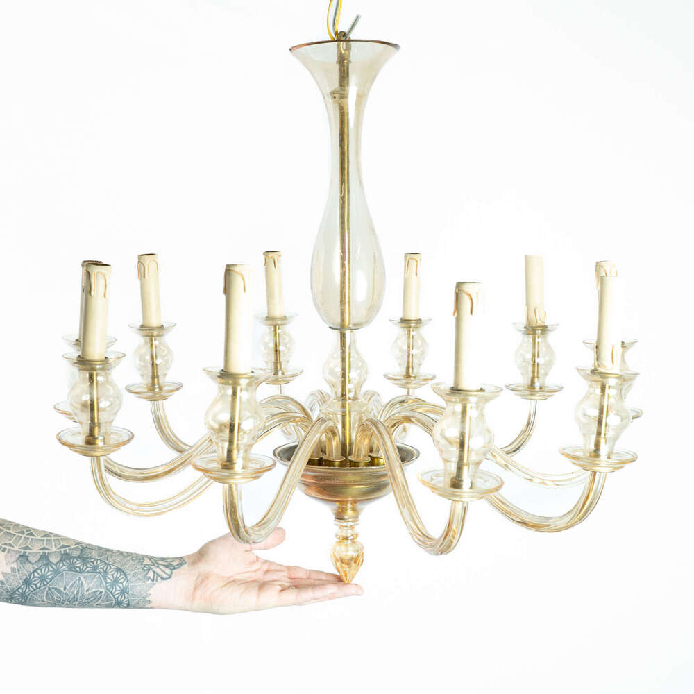 1950&rsquo;s Champagne Coloured Murano Glass Chandelier