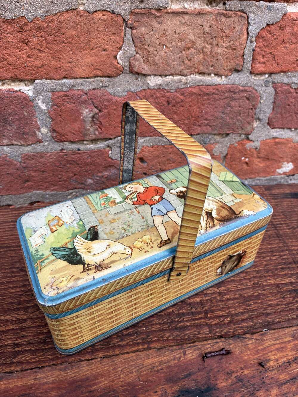 Unusual basket biscuit tin
