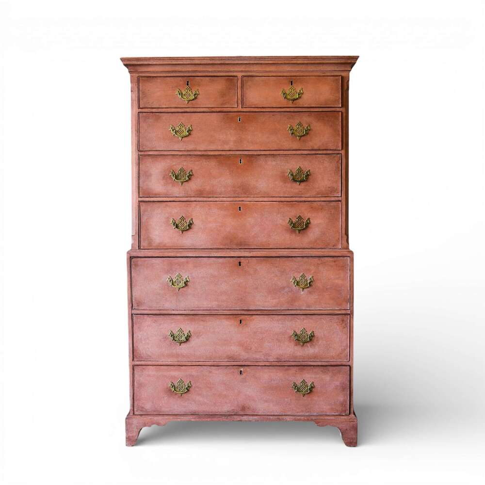 18th Century Georgian Period - George III Painted Mahogany Chest on Chest with Secretaire