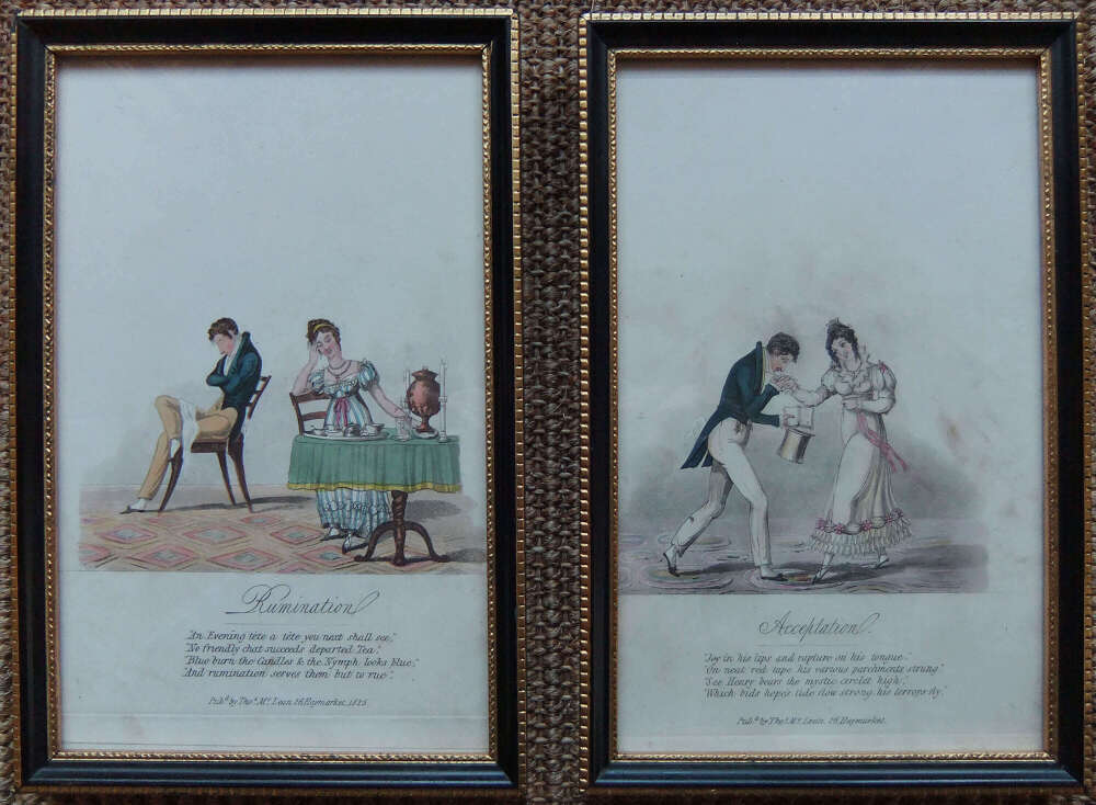 Thomas McLean (Publisher) "Rumination" and "Acceptation" pair old prints