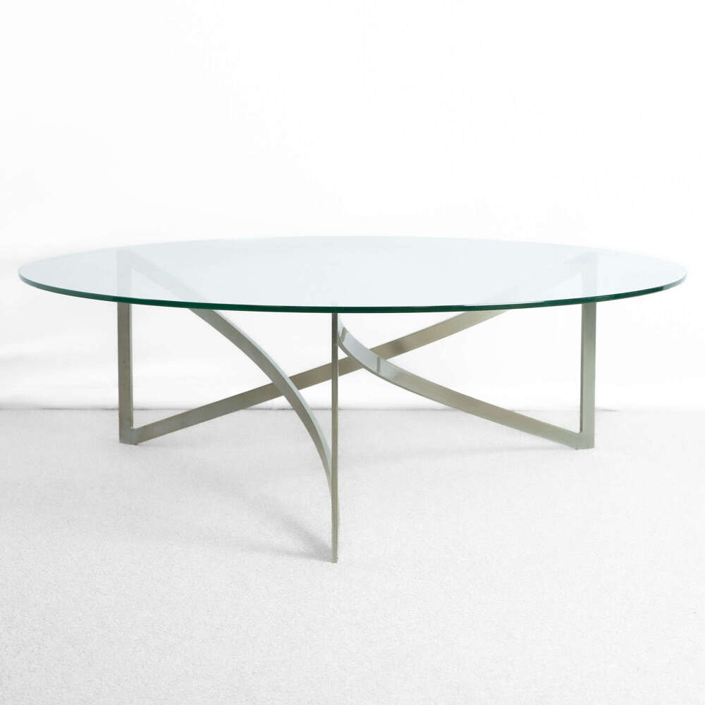 1970&rsquo;s Glass and Chrome  Coffee Table by Paul Legeard