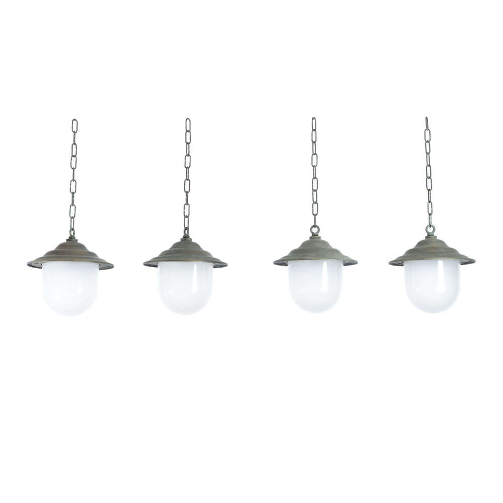 Brass and Opaque Glass Pendant Lights
