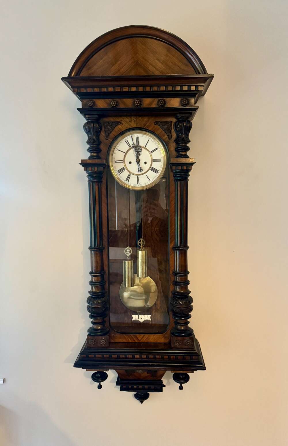 Fantastic Quality Antique Victorian Rosewood Double Weight Wall Clock 
