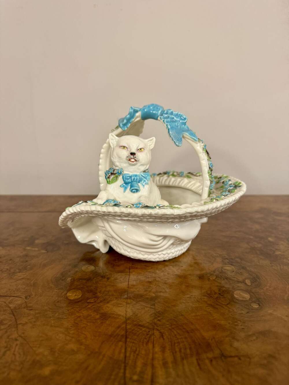 Pretty Quality Antique Victorian Porcelain Basket 