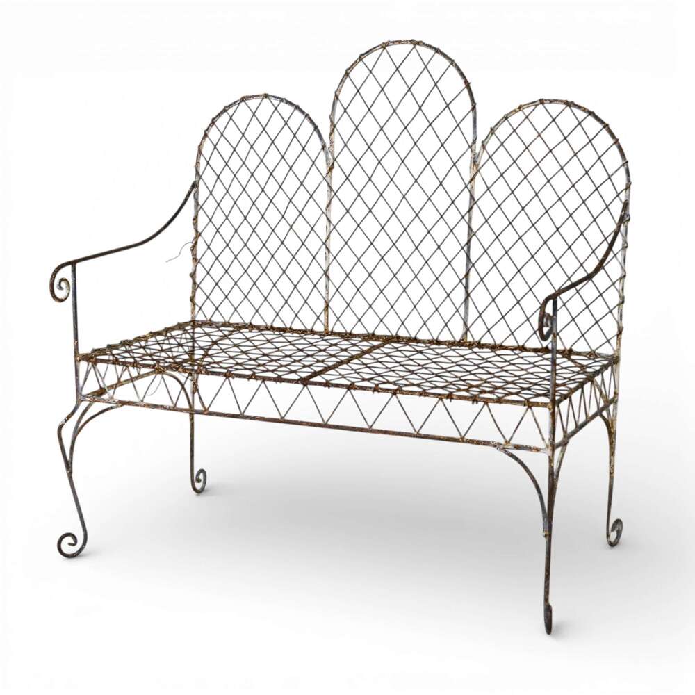 French Gothic‑Influenced Metal Garden Bench