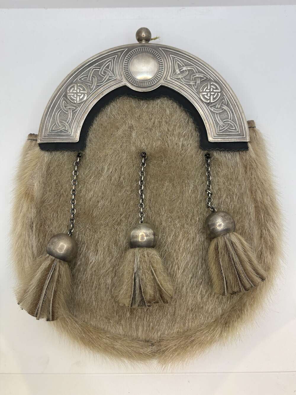Silver plated seal skin sporran
