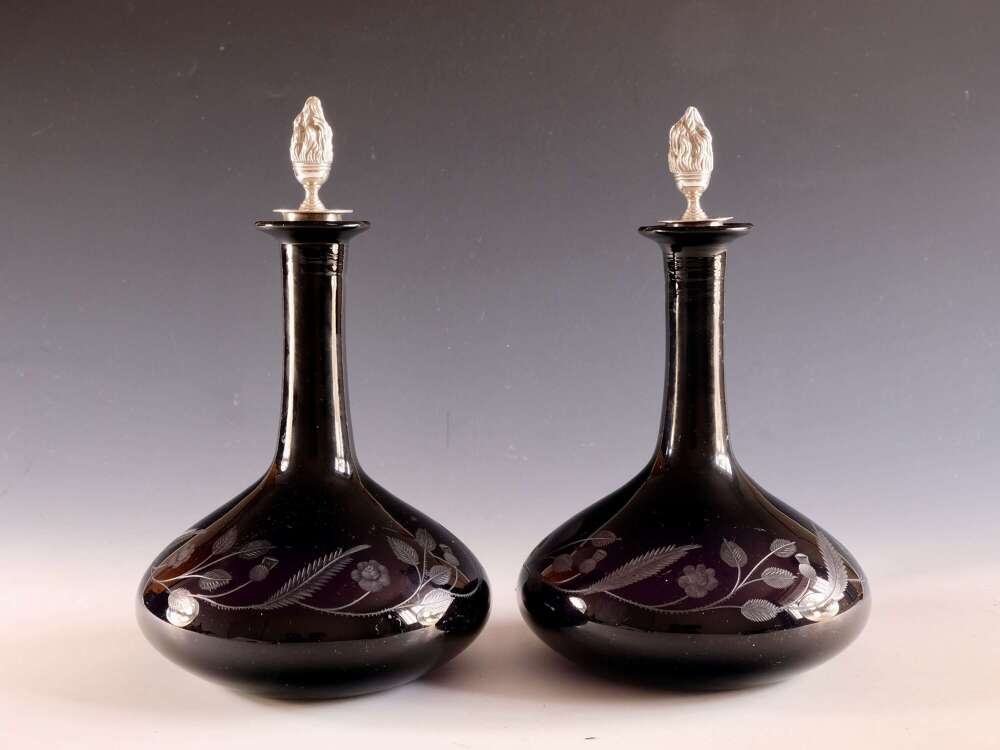 Antique decanters -amethyst English c1850