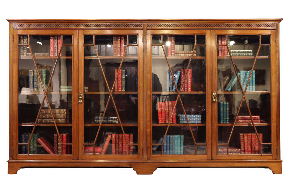 Large Edwardian Walnut Astragal Glazed Four-Door Bookcase, S & H Jewell, c.1900