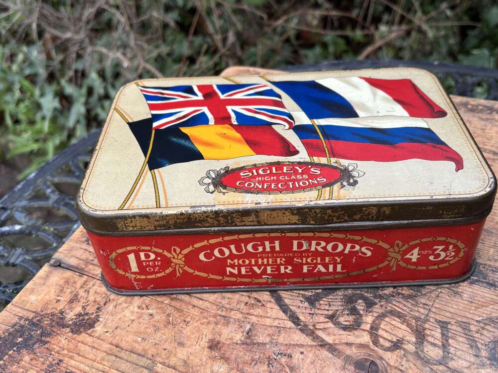 WW1 Allies Sigley & Son Worcester World War 1 Toffee Tin c1915