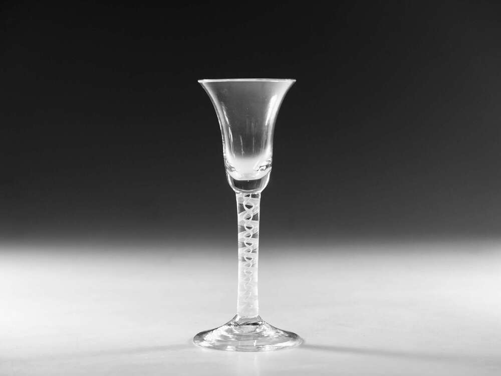 Antique wine glass - opaque twist English c1770