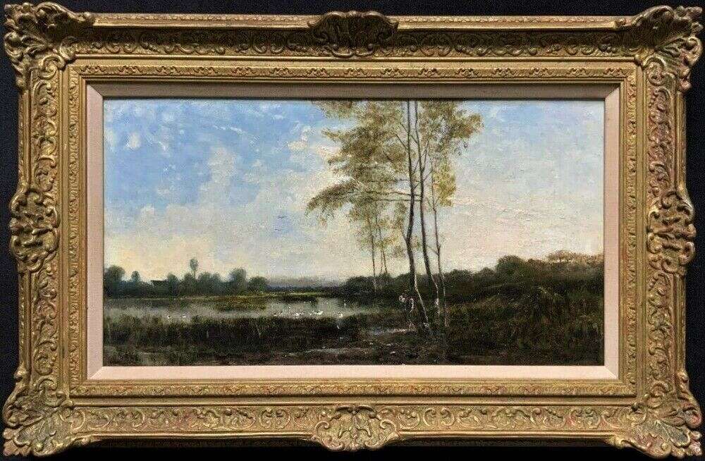 Paul Desire Trouillebert French Barbizon School 19th Landscape Oil Painting On Canvas