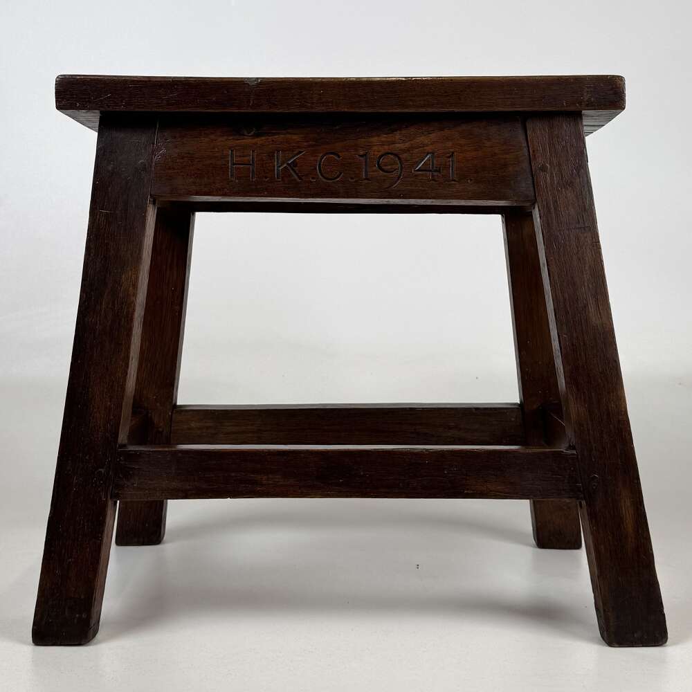 Antique 20th Century Fine Quality Joint Oak Stool With Carving